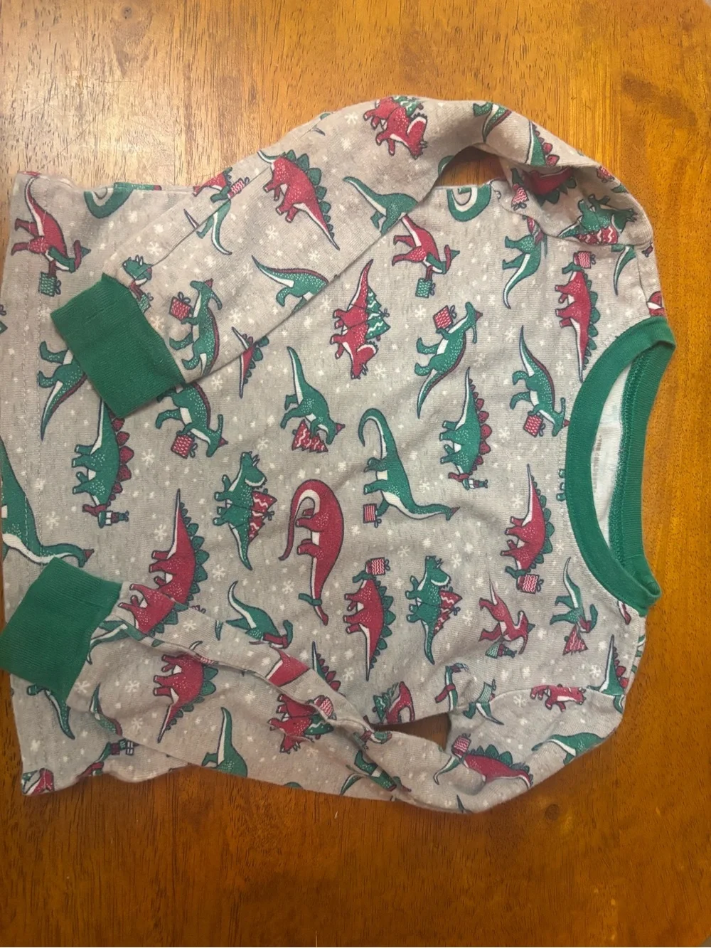 The Children's Place Grey Pajama Set with Green & Red Dinosaur Print